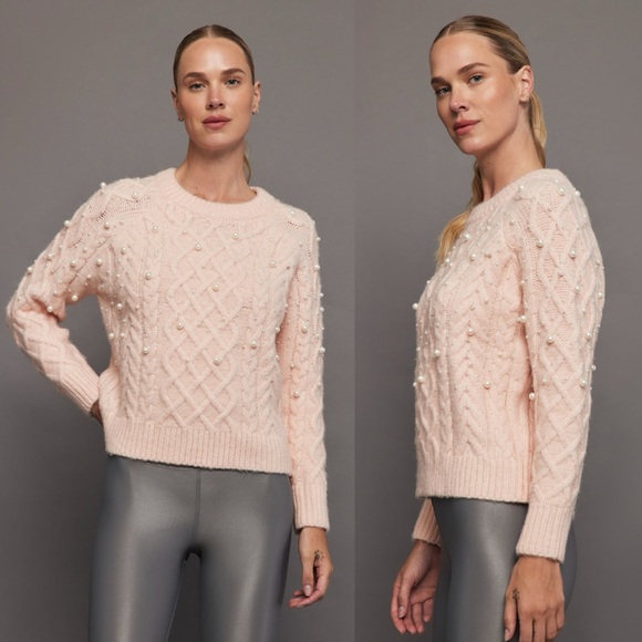 Carbon38 Sweaters - Carbon38 Pearl Embellished Sweater - Rose Cloud